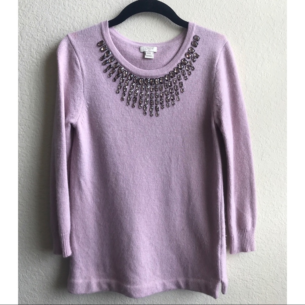 Lilac J. Crew 3/4 Sleeve Jewel Detail Sweater XXS
